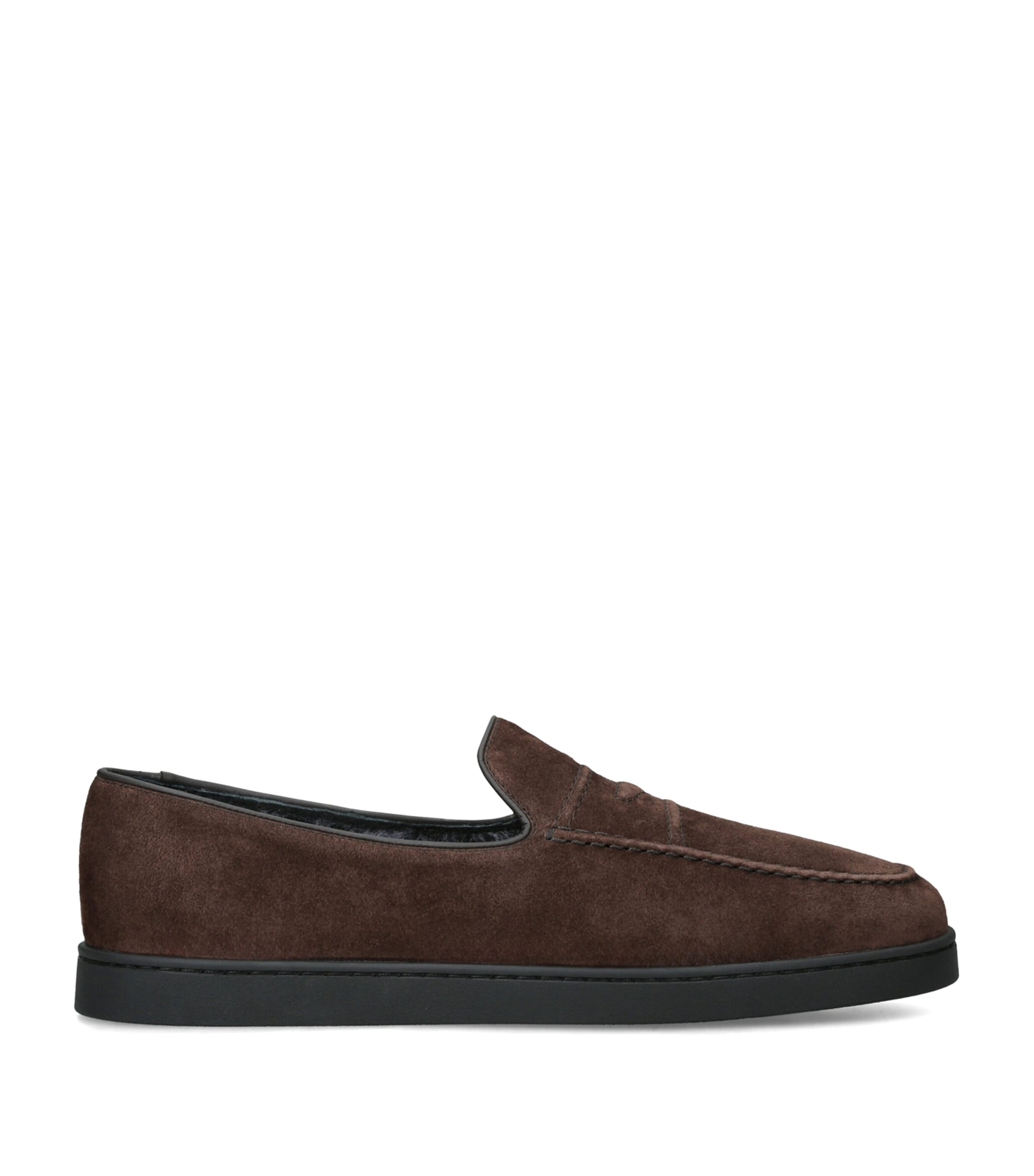Church's Suede Shearling-Lined Peebles Loafers Brown