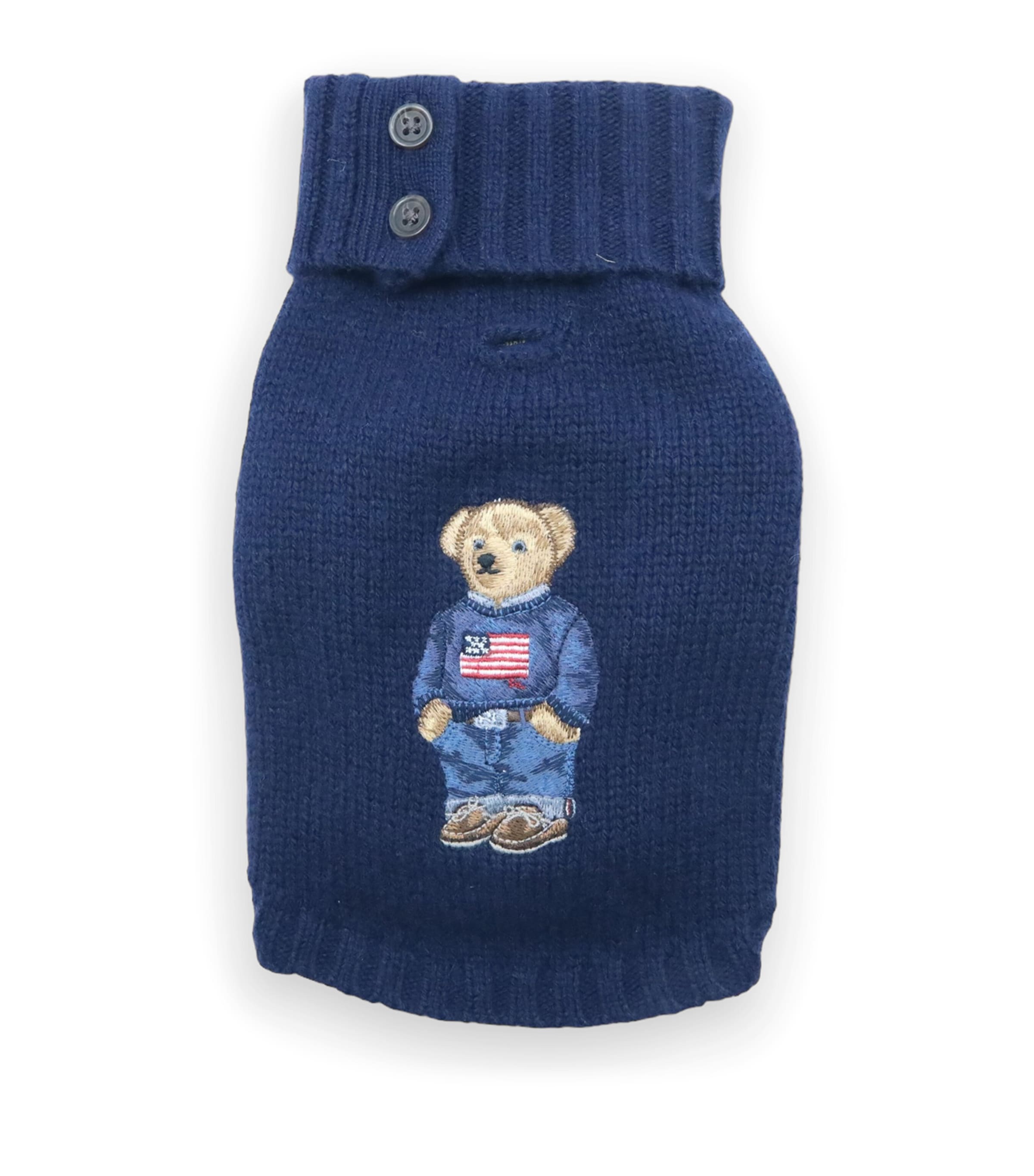 Wool-Cashmere Polo Bear Dog Sweater (S)