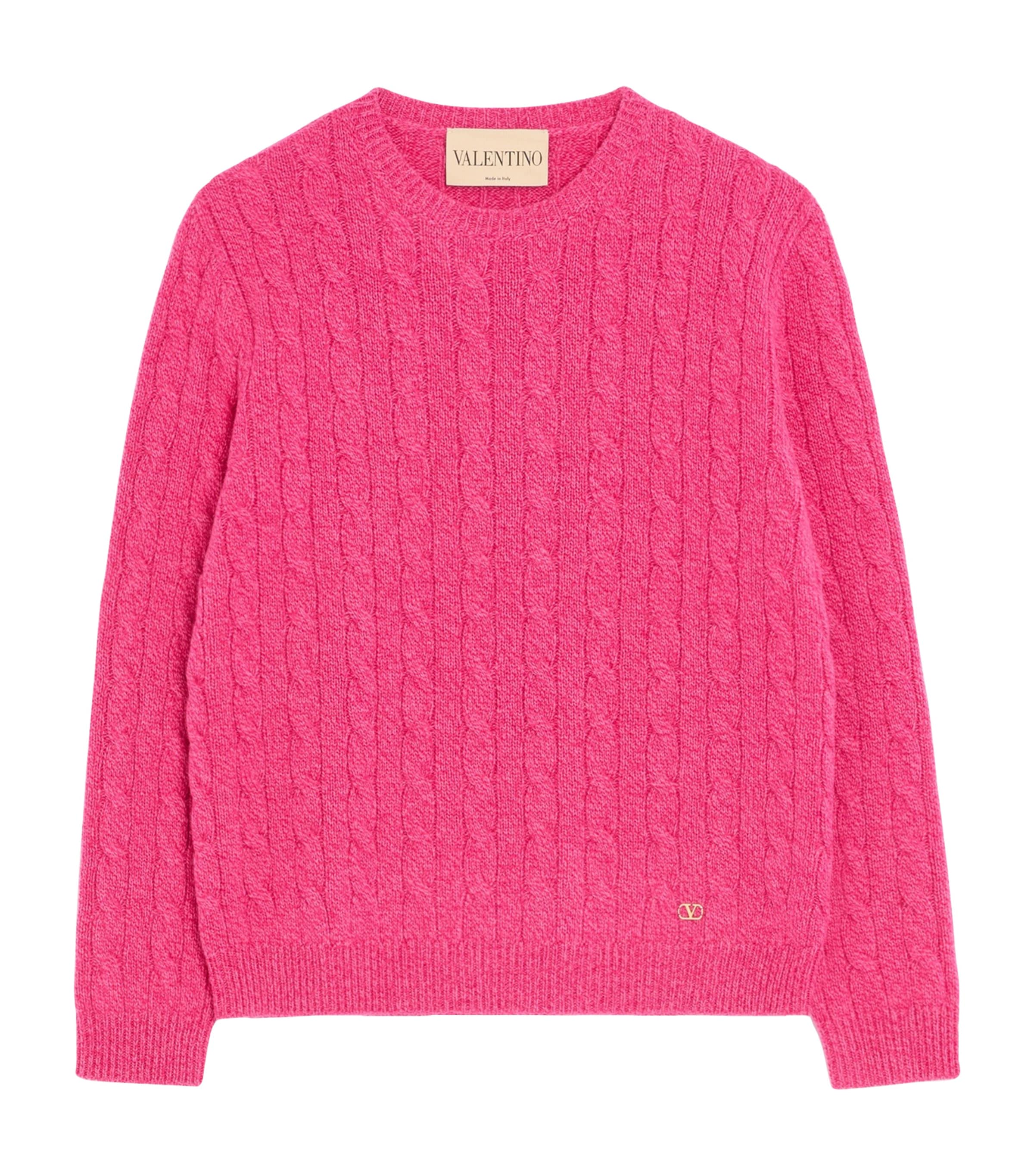 Valentino Womens Virgin Wool Cable-Knit Sweater