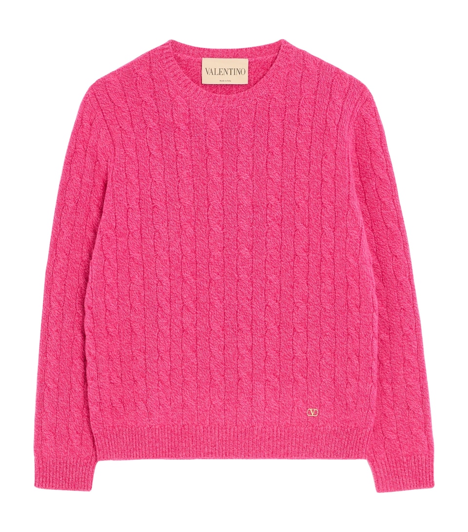 Valentino Womens Virgin Wool Cable-Knit Sweater