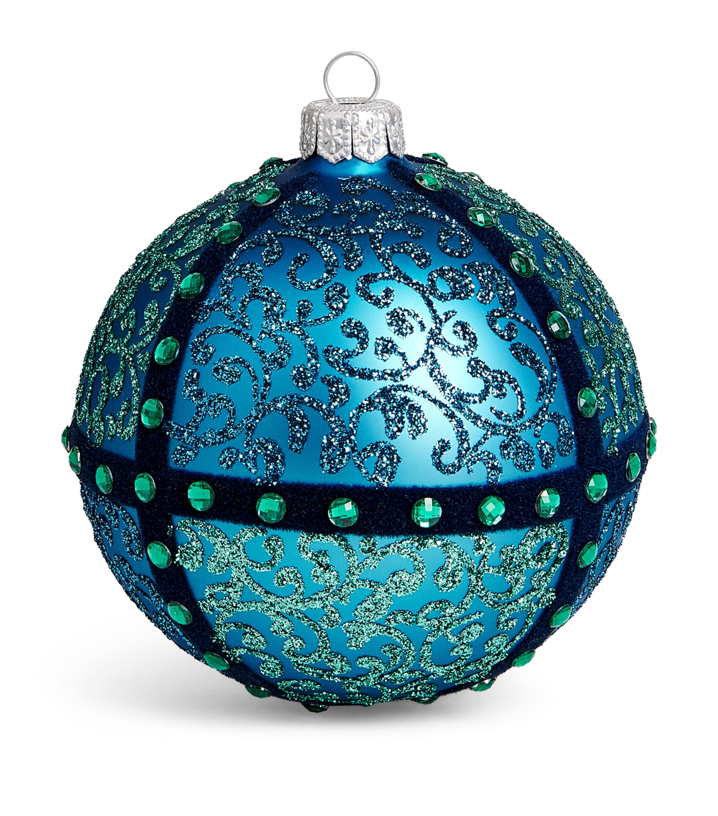 Harrods Glitter Crystal-Embellished Bauble Blue Matt