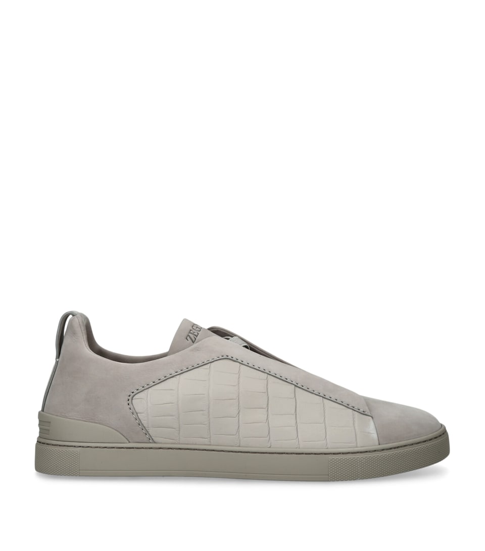 Crocodile Leather Triple Stitch SECONDSKIN Sneakers