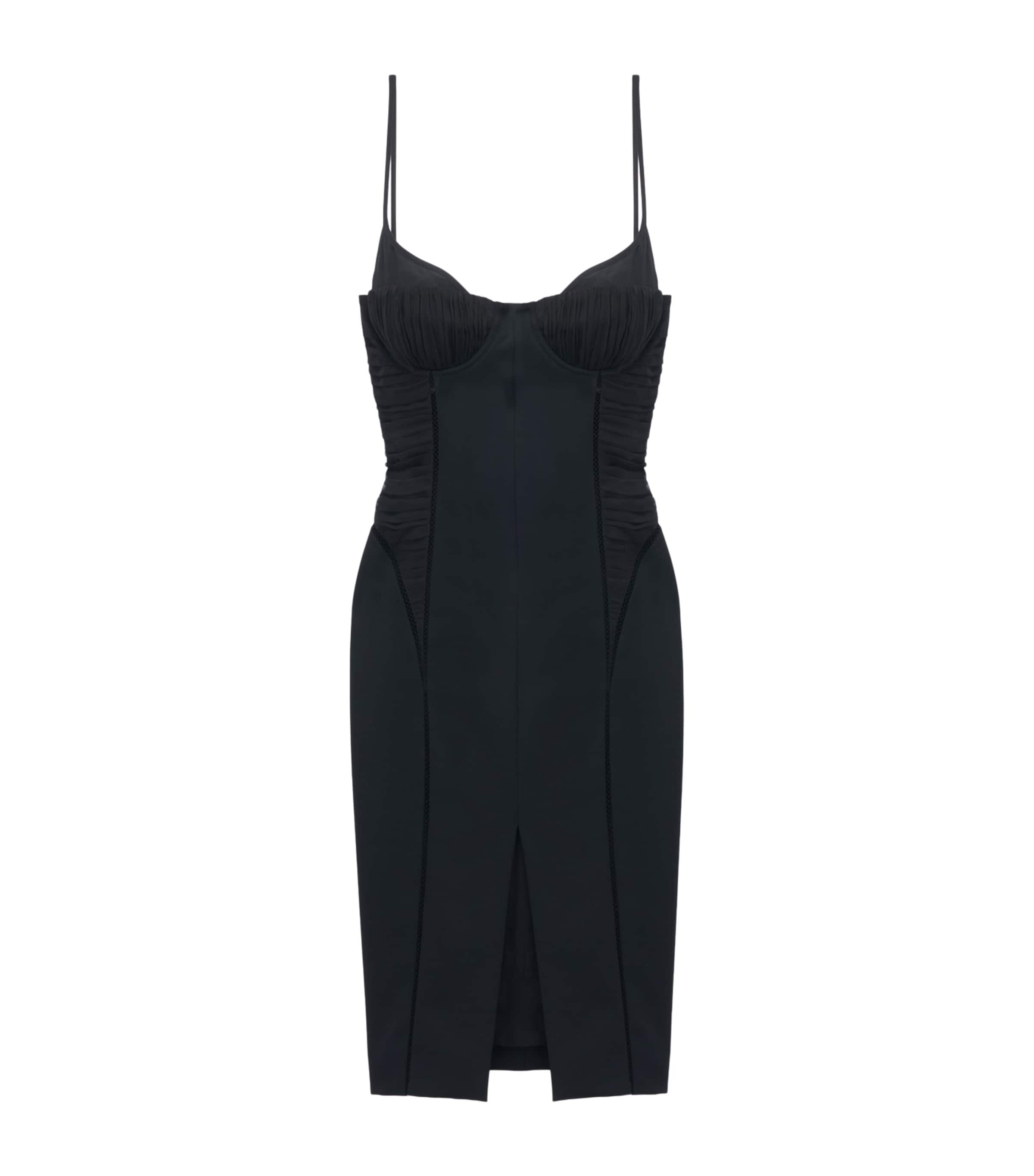 McQueen Womens Wool Smocked Corset Mini Dress