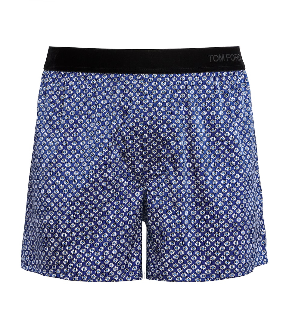 TOM FORD Mens Stretch-Silk Printed Boxer Shorts Blue/white