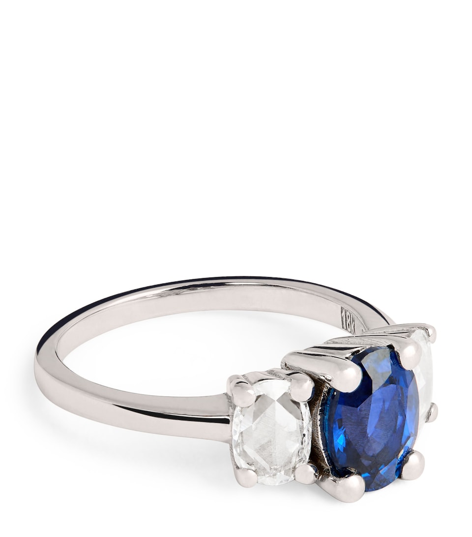 White Gold, Diamond and Sapphire One of a Kind Ring