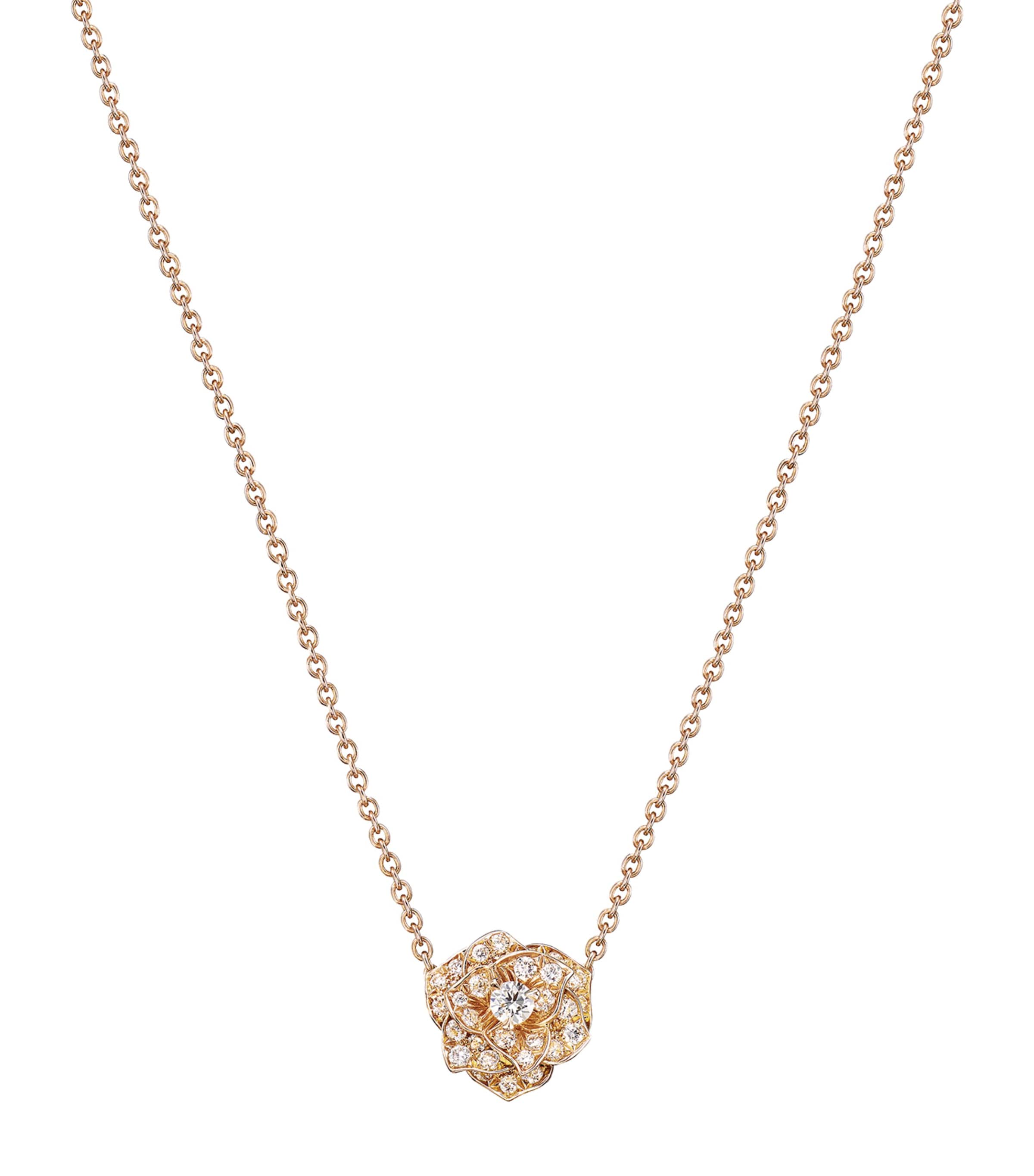 Rose Gold and Diamond Rose Pendant Necklace