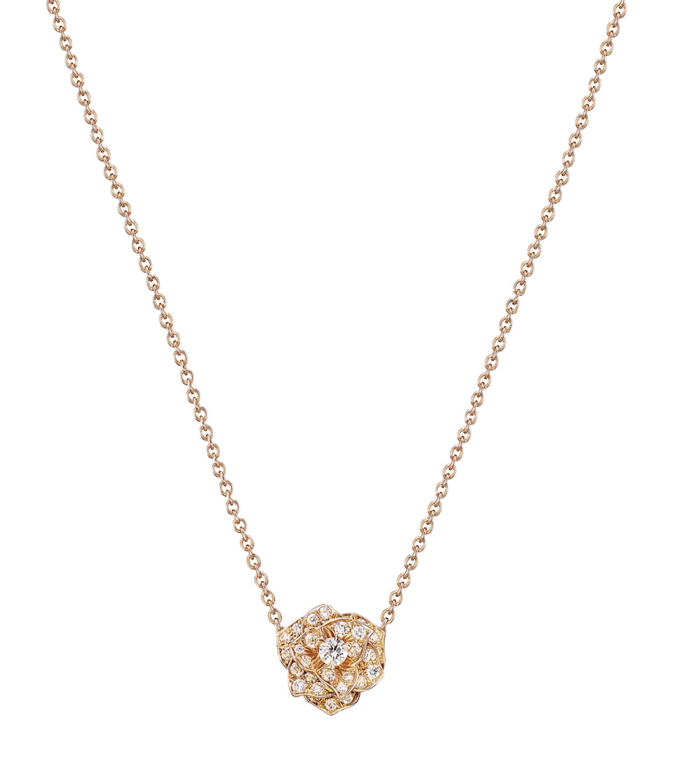 Piaget Rose Gold and Diamond Rose Pendant Necklace Gold