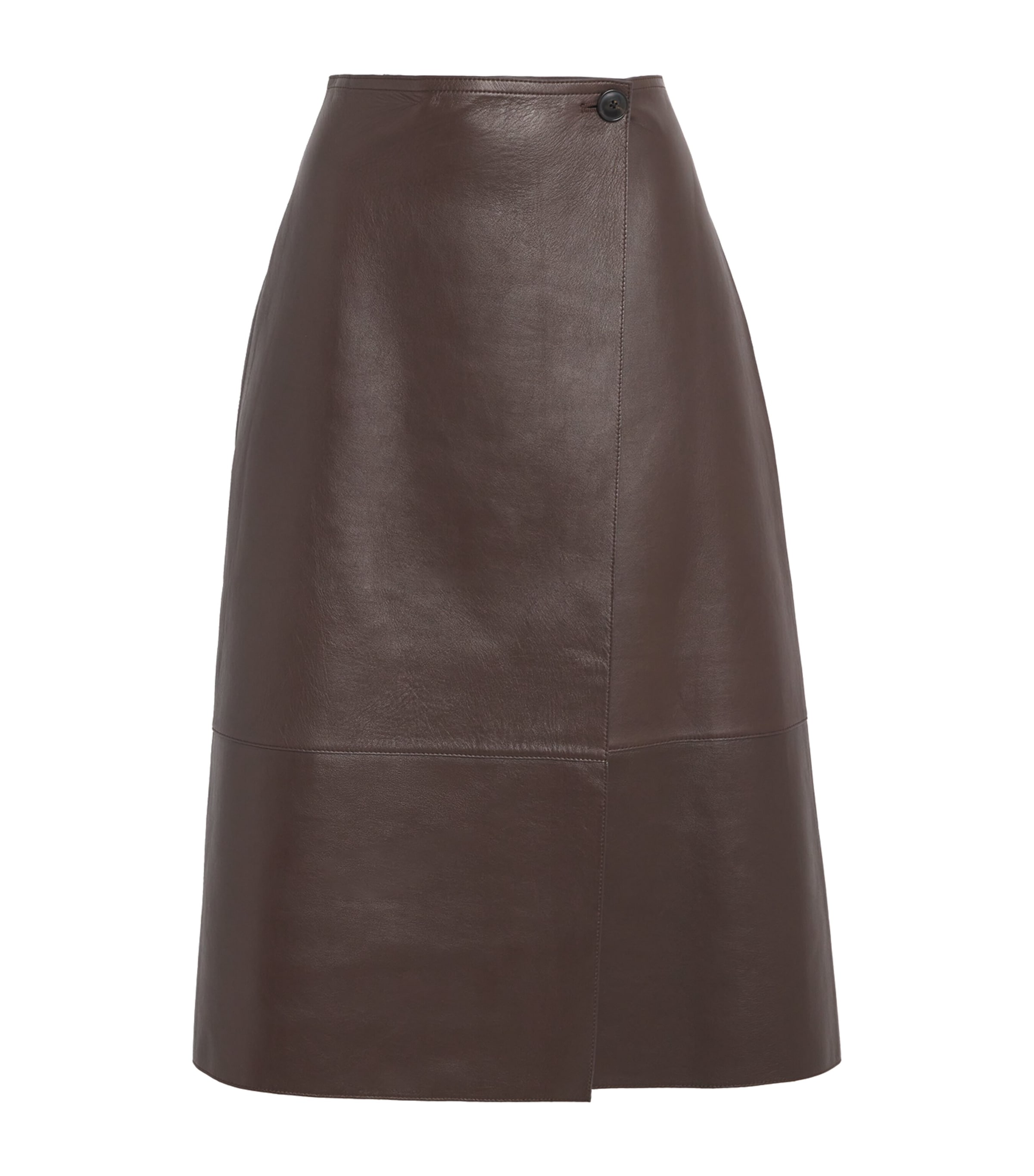 Lamb Leather Wrap Midi Skirt