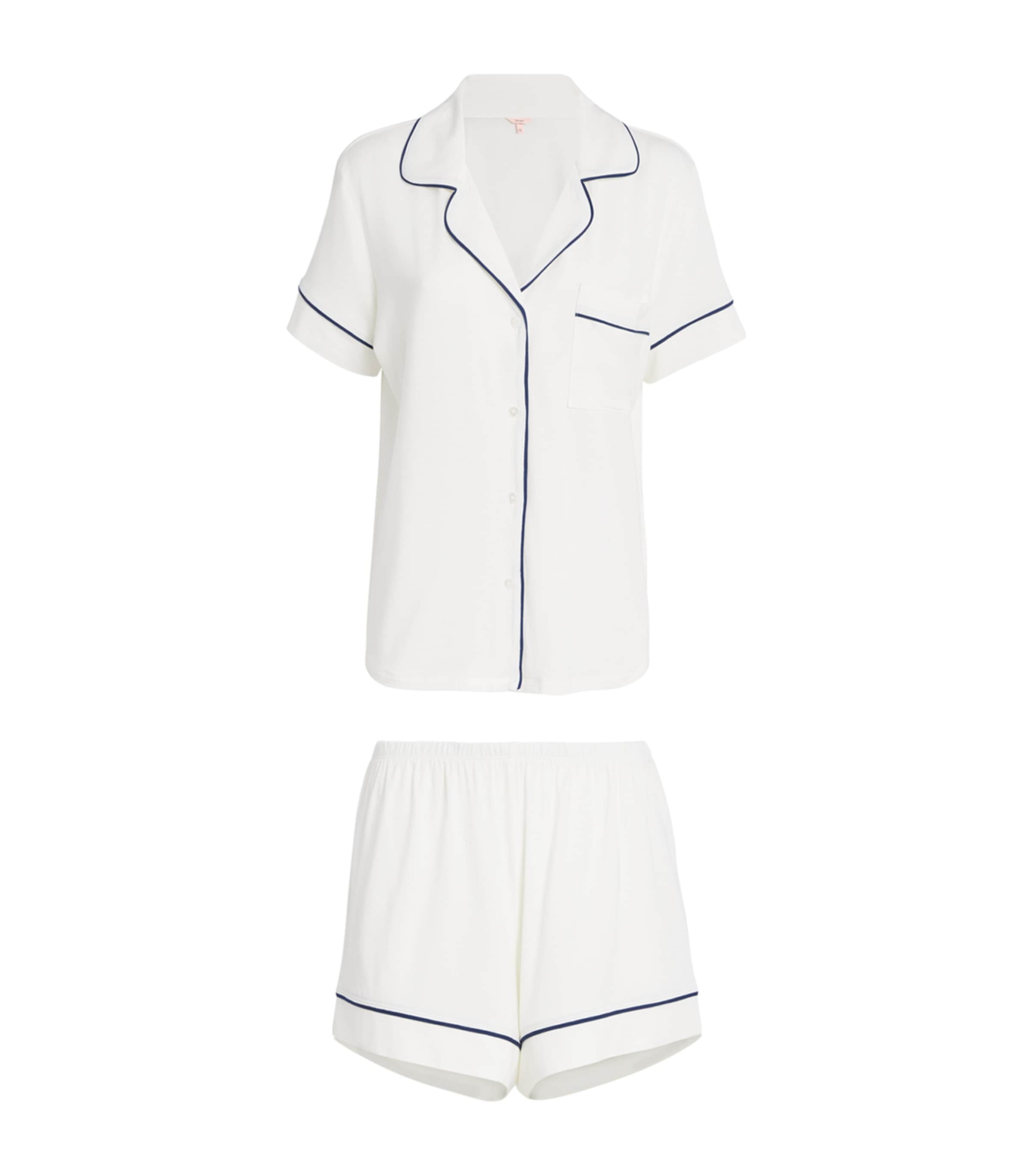 Eberjey Womens Gisele Shorts Pyjama Set Pure Ivory/navy