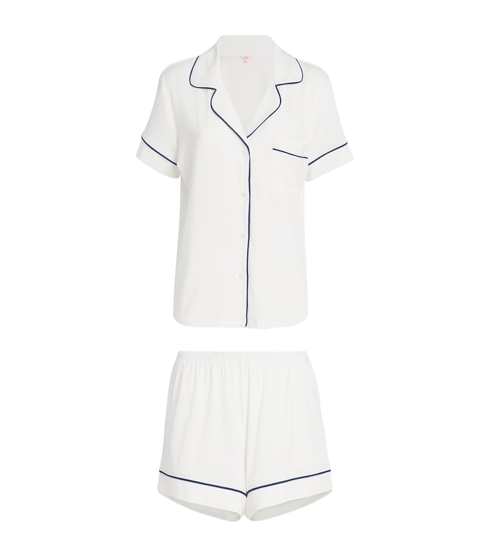 Eberjey Womens Gisele Shorts Pyjama Set Pure Ivory/navy