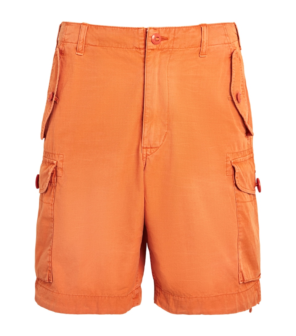 Polo Ralph Lauren Mens Cotton Cargo Shorts Washed Optic Orange
