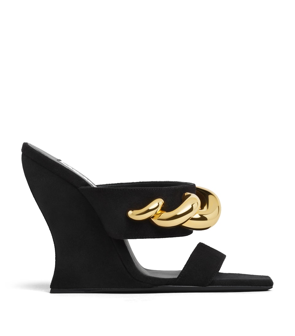 Alaïa Suede Wave Jewel Wedge Mules 110 Noir