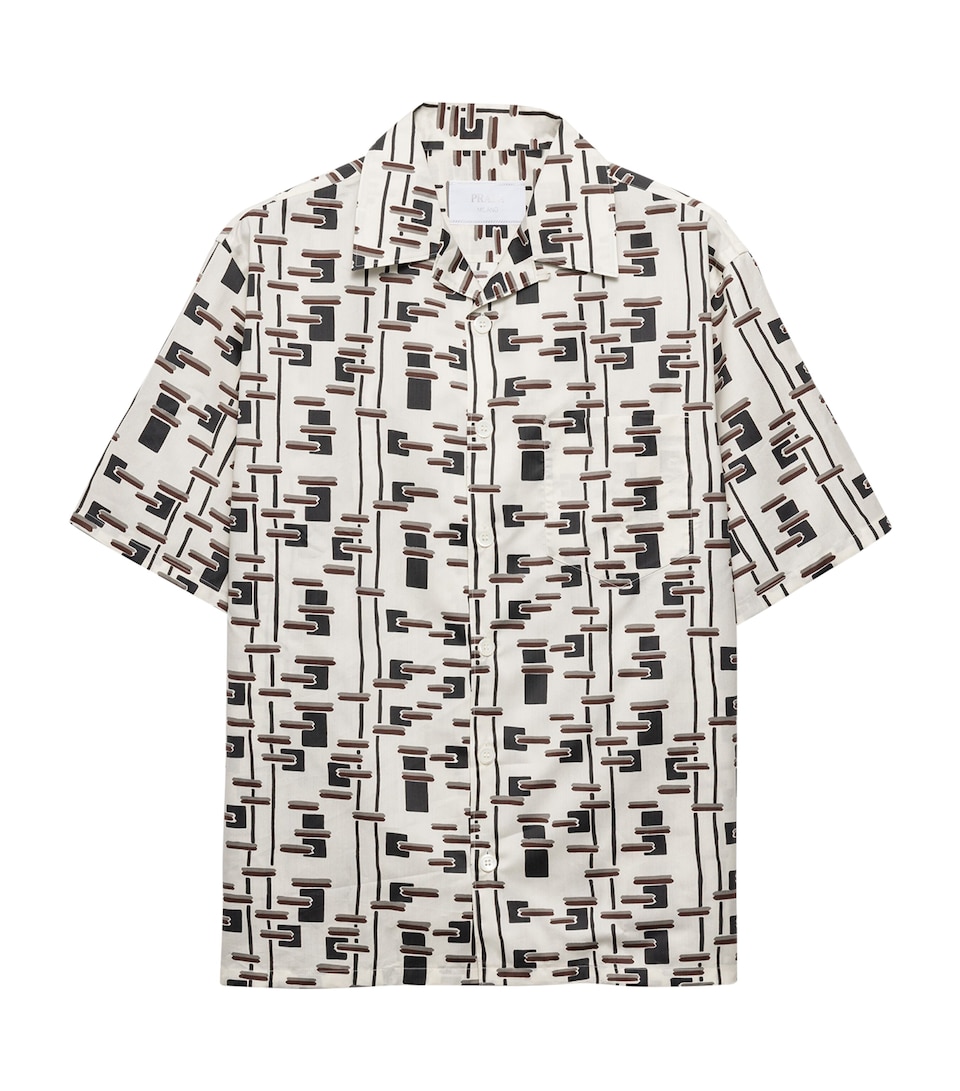 Cotton-Silk Printed Bowling Shirt