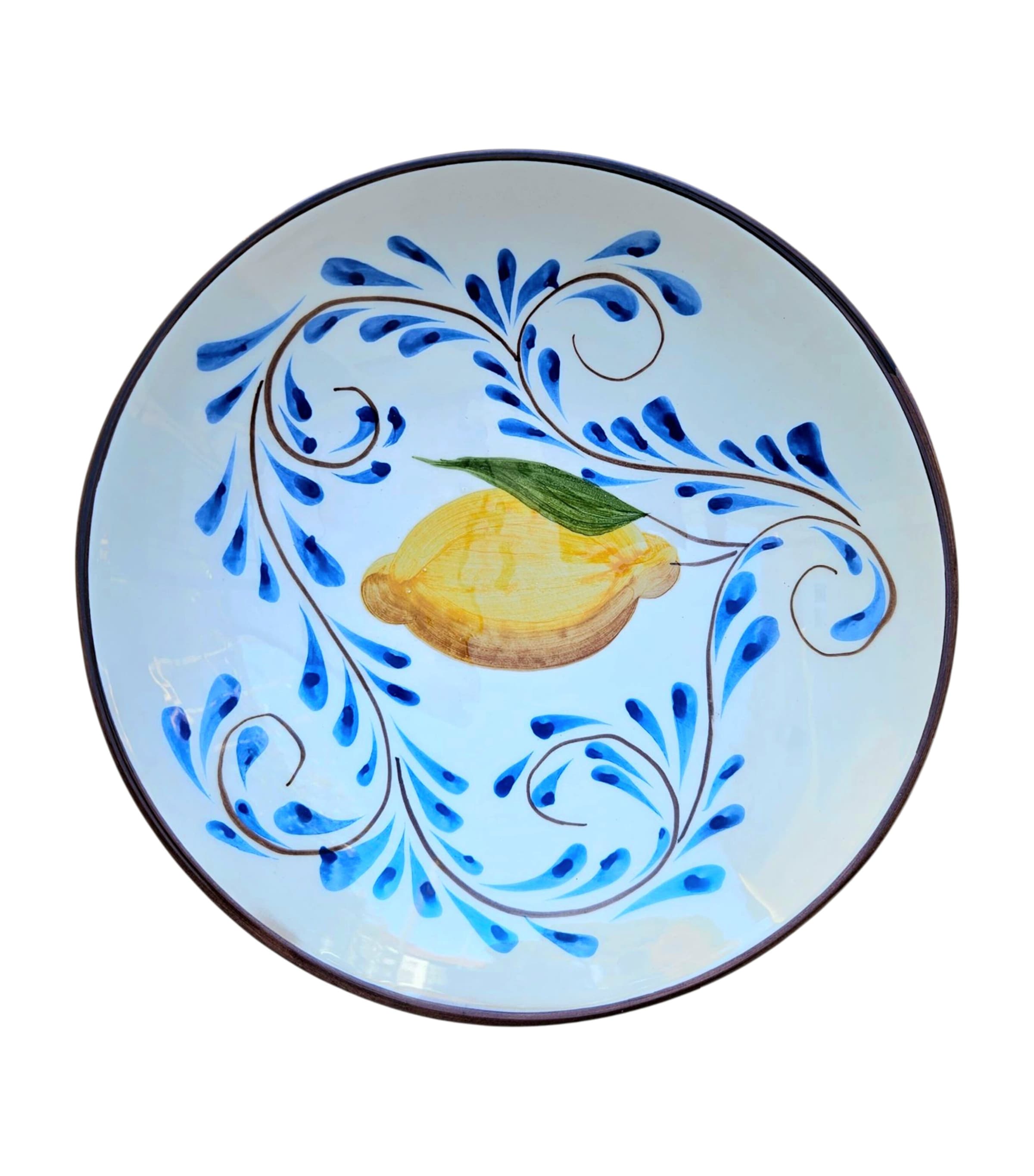 Les-Ottomans Ceramic Positano Lemons Bowl (22cm) Blue