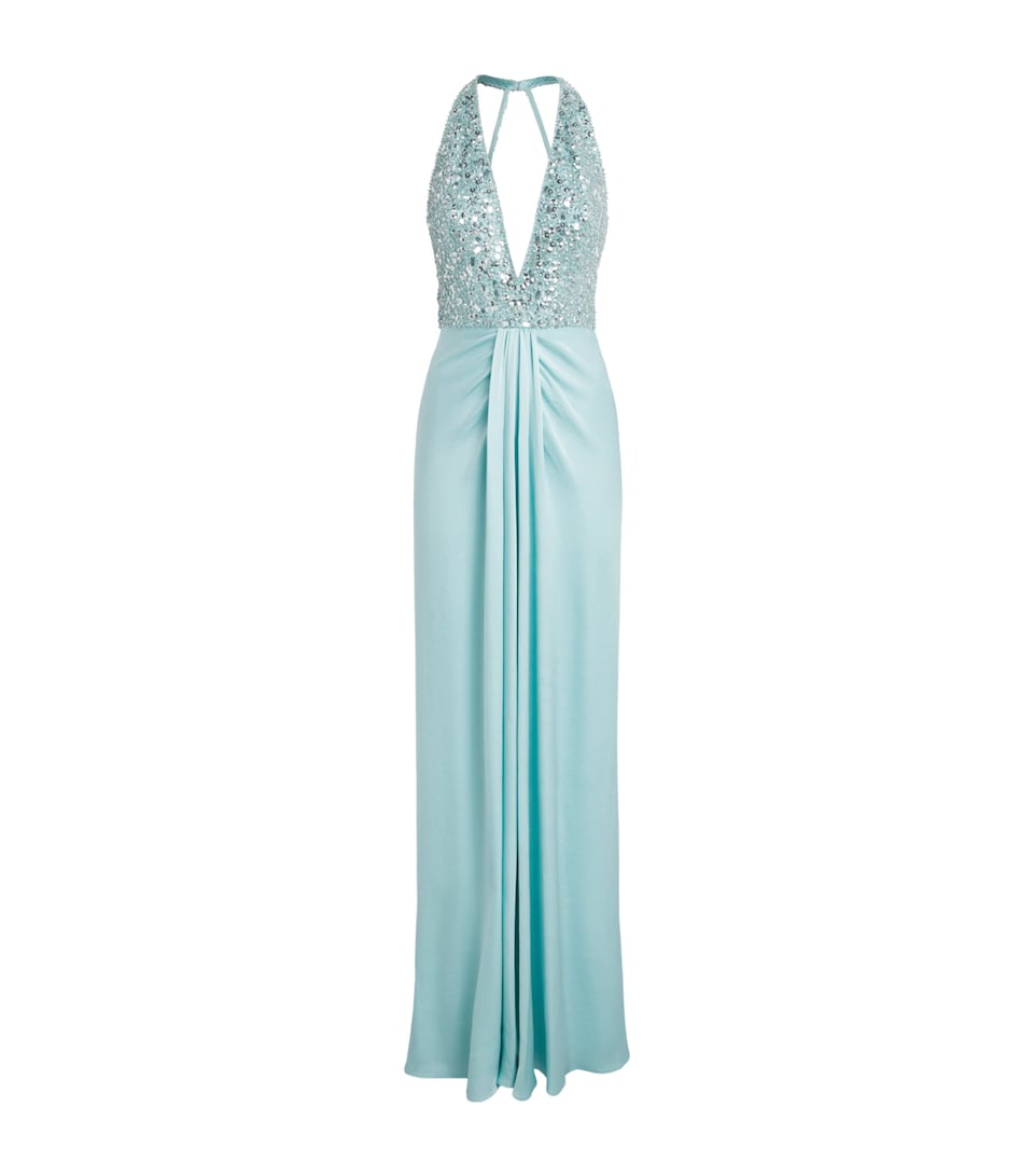 Jenny Packham Womens Embellished Namira Gown Bluebird