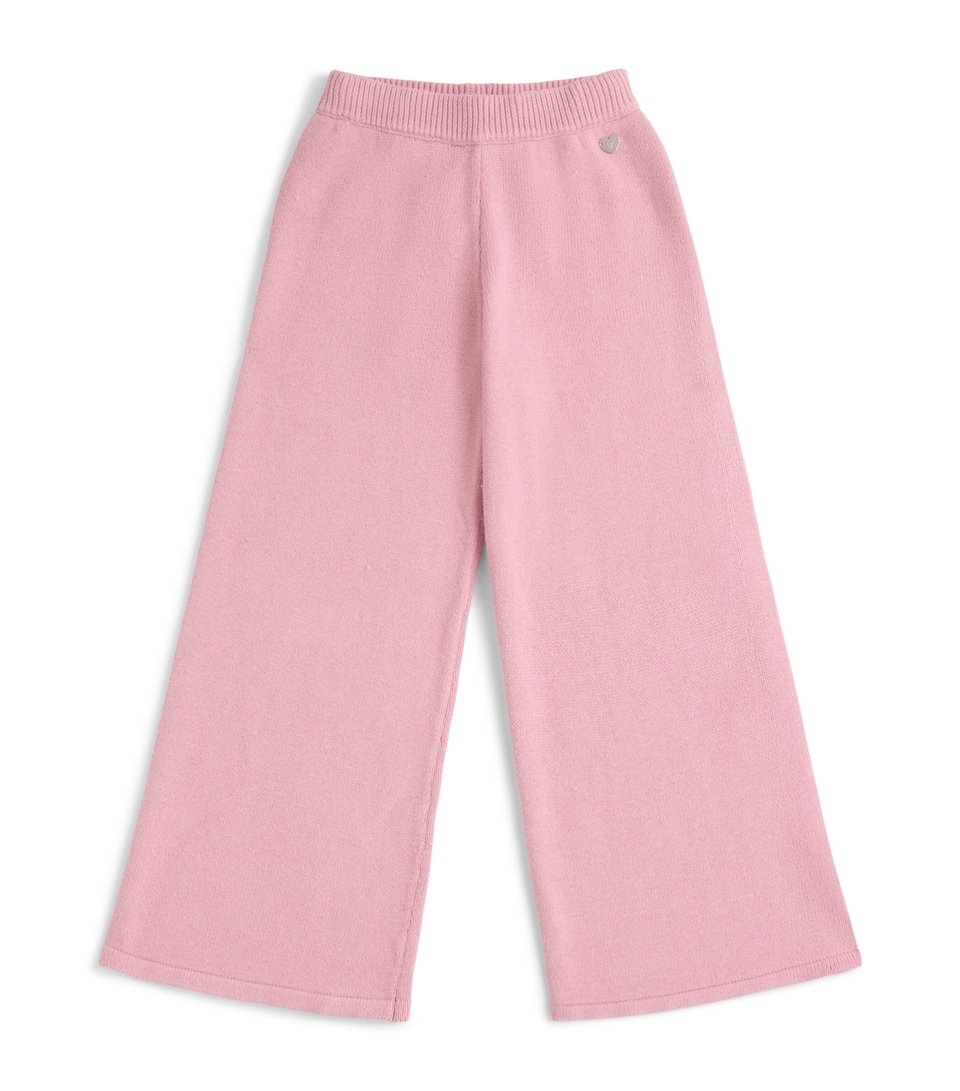 Monnalisa Cotton-Wool Wide-Leg Trousers (2-12 Years) Blush Rose
