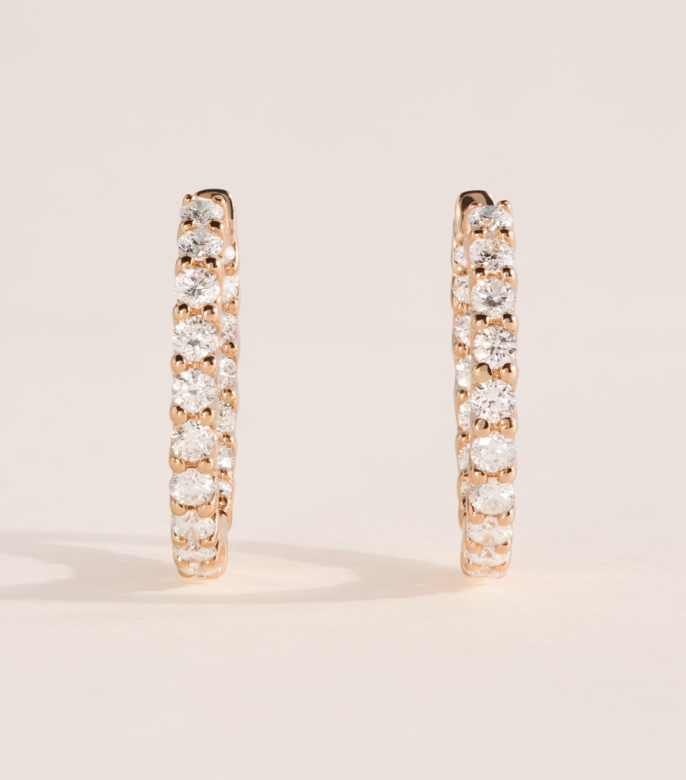 Harrods Medium Rose Gold and Diamond Hoop Earrings (1.25ctw) Rose Gold