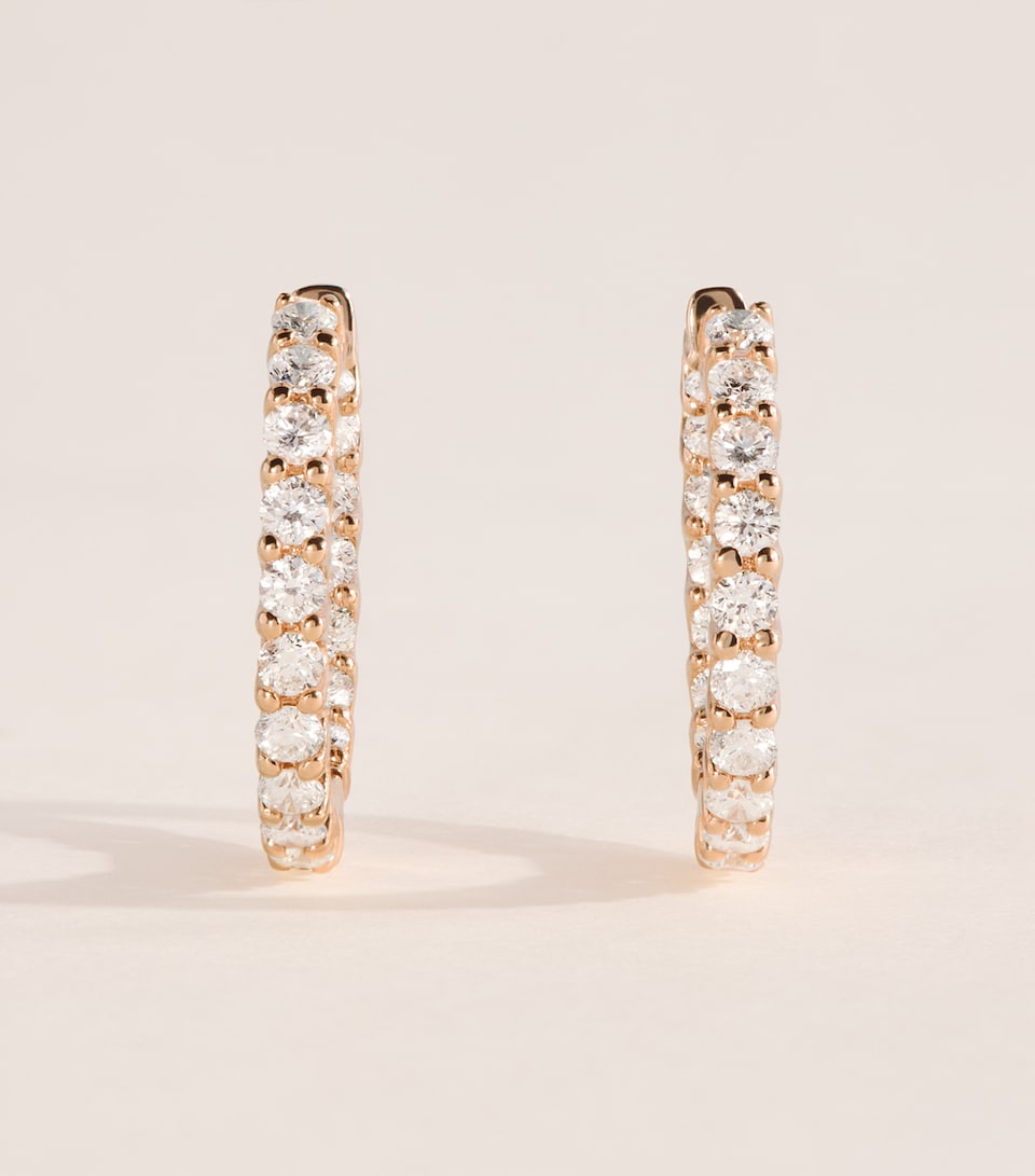 Harrods Medium Rose Gold and Diamond Hoop Earrings (1.25ctw) Rose Gold