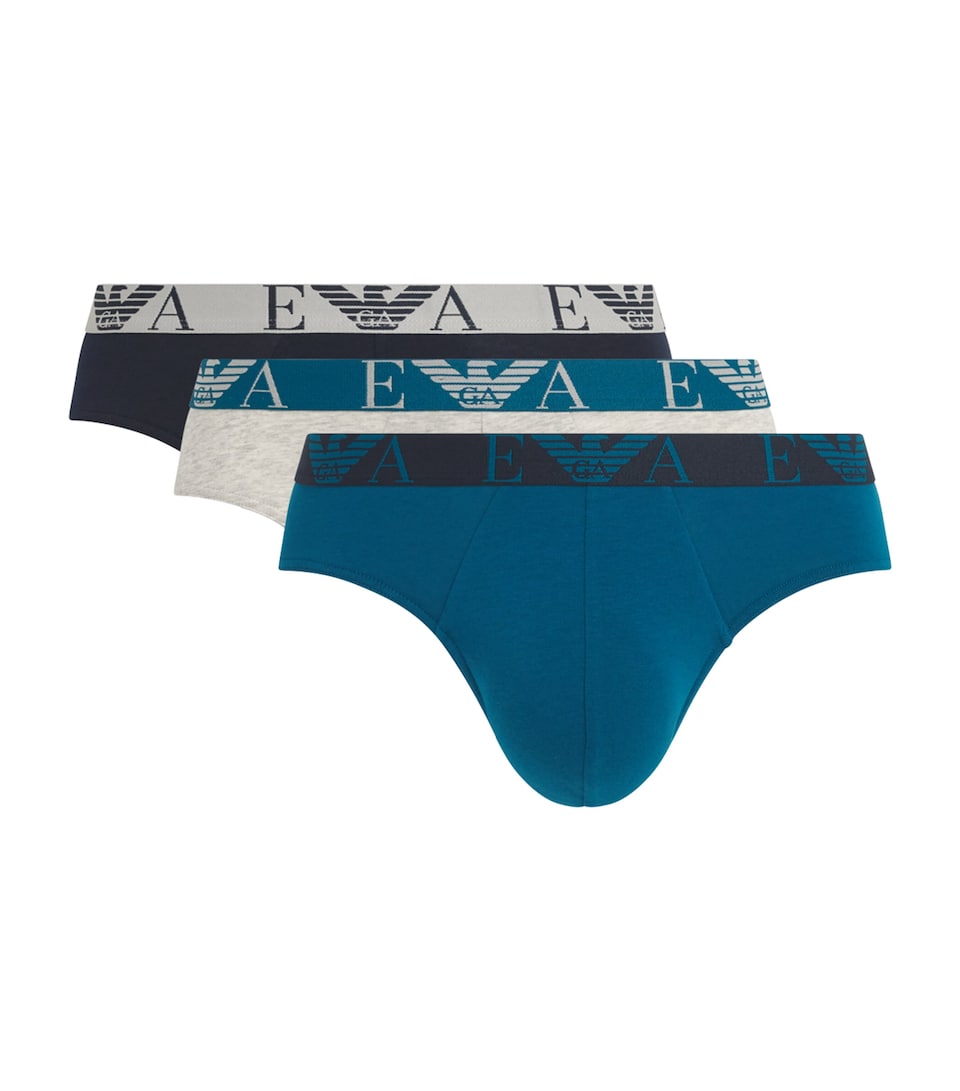 Emporio Armani Mens Stretch-Cotton Eagle Monogram Trunks (Pack of 3) Octa/lg M