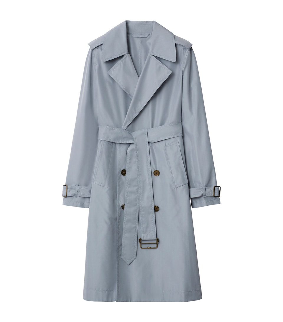 Silk Poplin Long Trench Coat