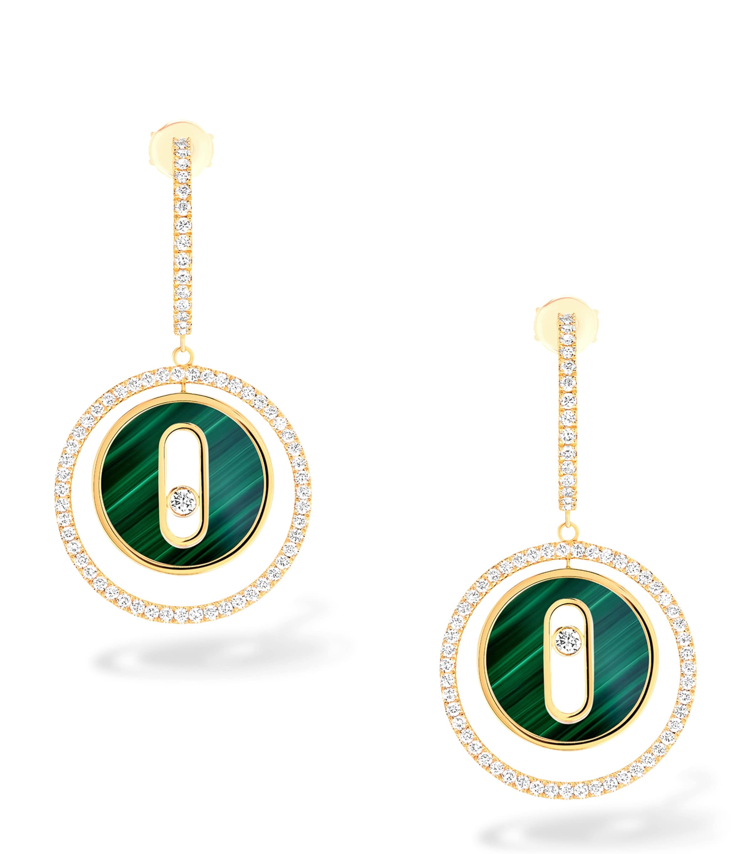 Messika Lucky Move Small Yellow Gold, Diamond and Malachite Earrings (0.56ct) Yellow Gold