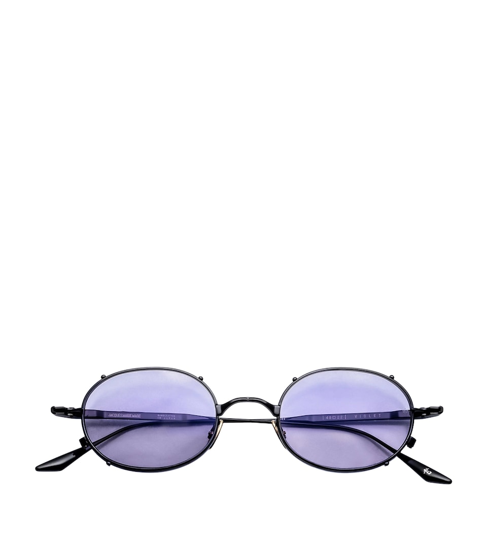 Jacques Marie Mage Titanium Violet Oval Sunglasses Corbeau