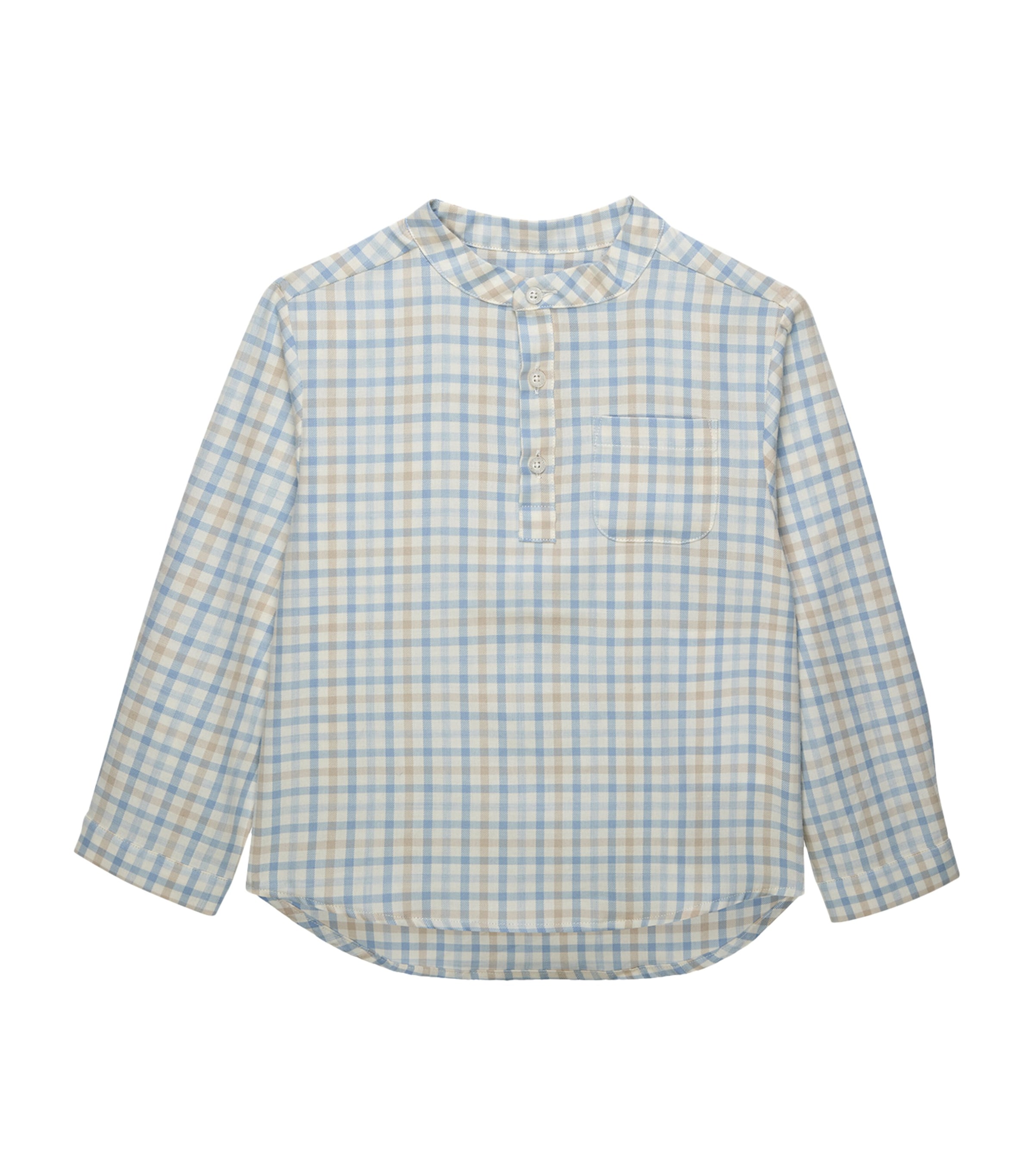 Trotters Cotton Check Oscar Shirt (6-11 Years) Pale Blue
