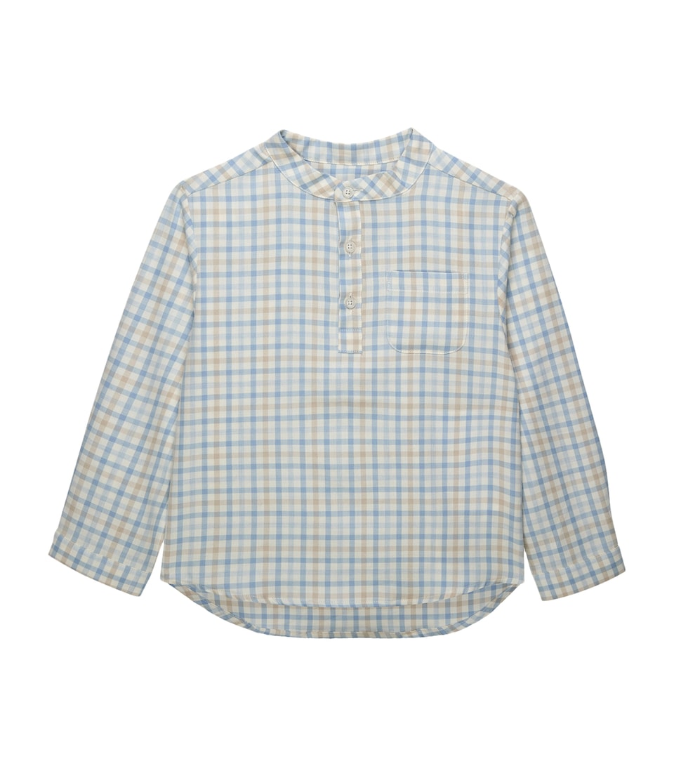 Trotters Cotton Check Oscar Shirt (6-11 Years) Pale Blue