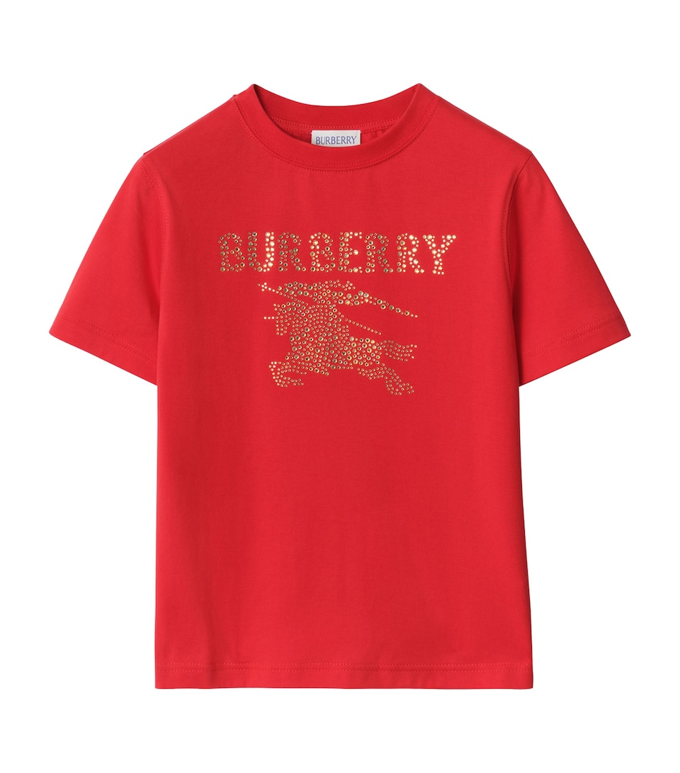 Burberry Kids Crystal-Embellished EKD T-Shirt (3-12 Years) Crayon Red