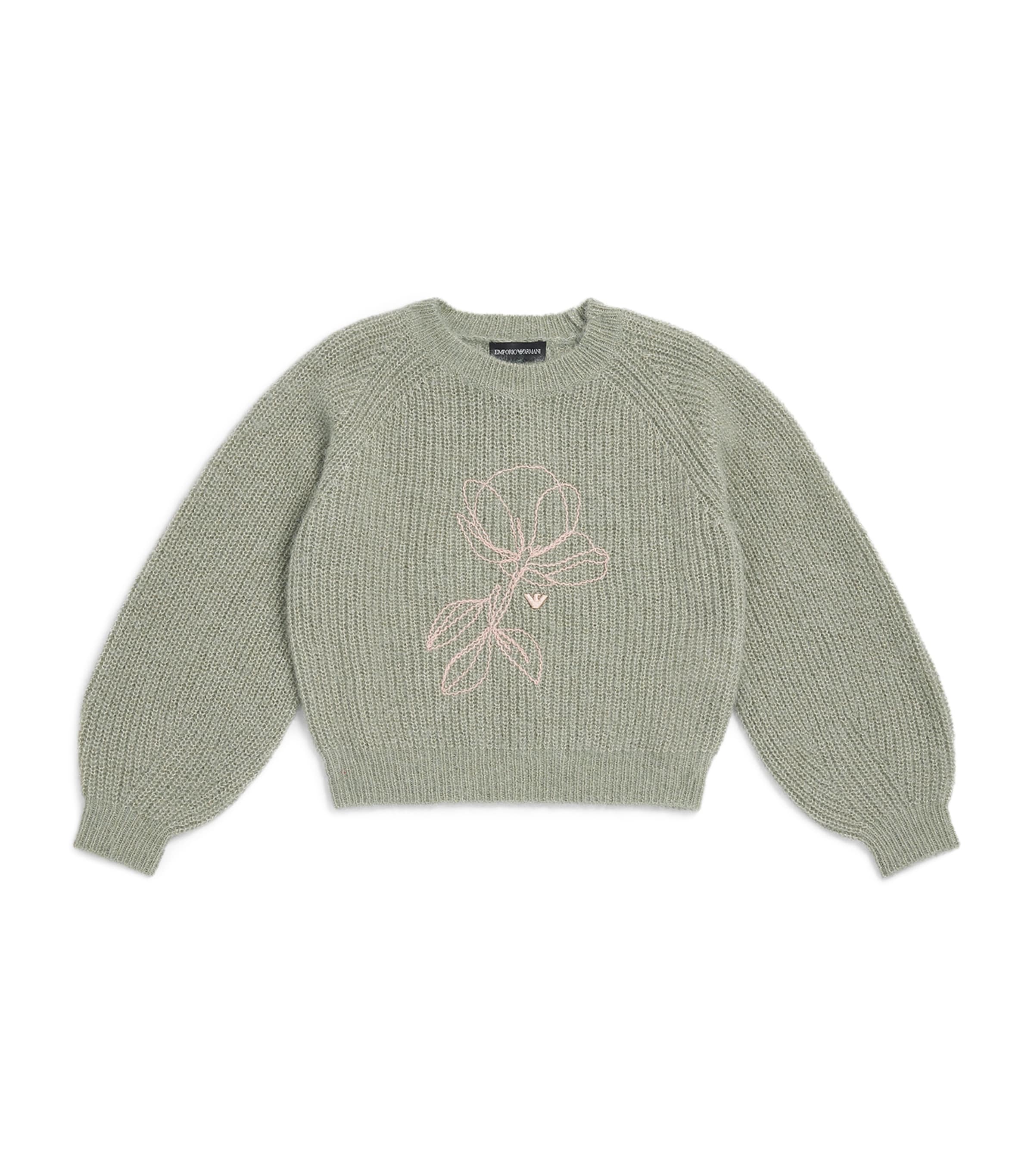 Emporio Armani Kids Embroidered Sweater (4-14 Years) Iceberg Green