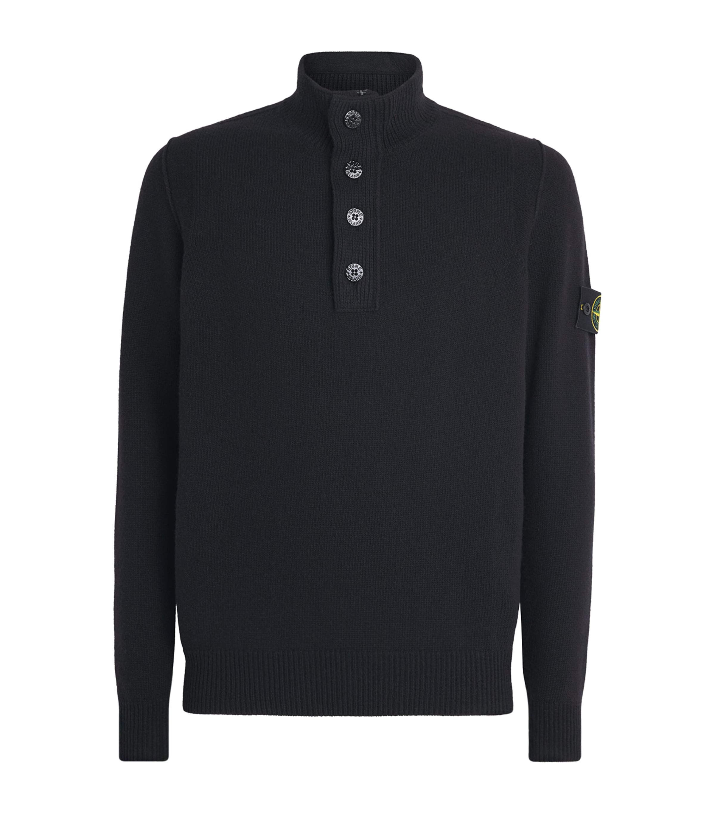 Stone Island Mens Wool-Blend Button-Up Sweater