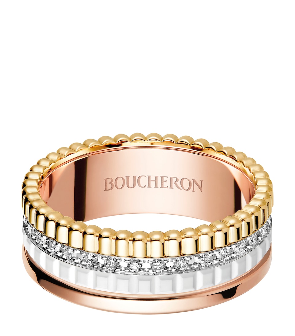 Small Mixed Gold and Diamond Quatre White Edition Ring