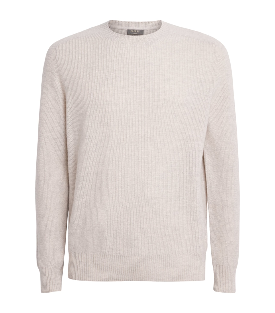 N.Peal Mens Organic Cashmere Sweater Pebble Greyorg