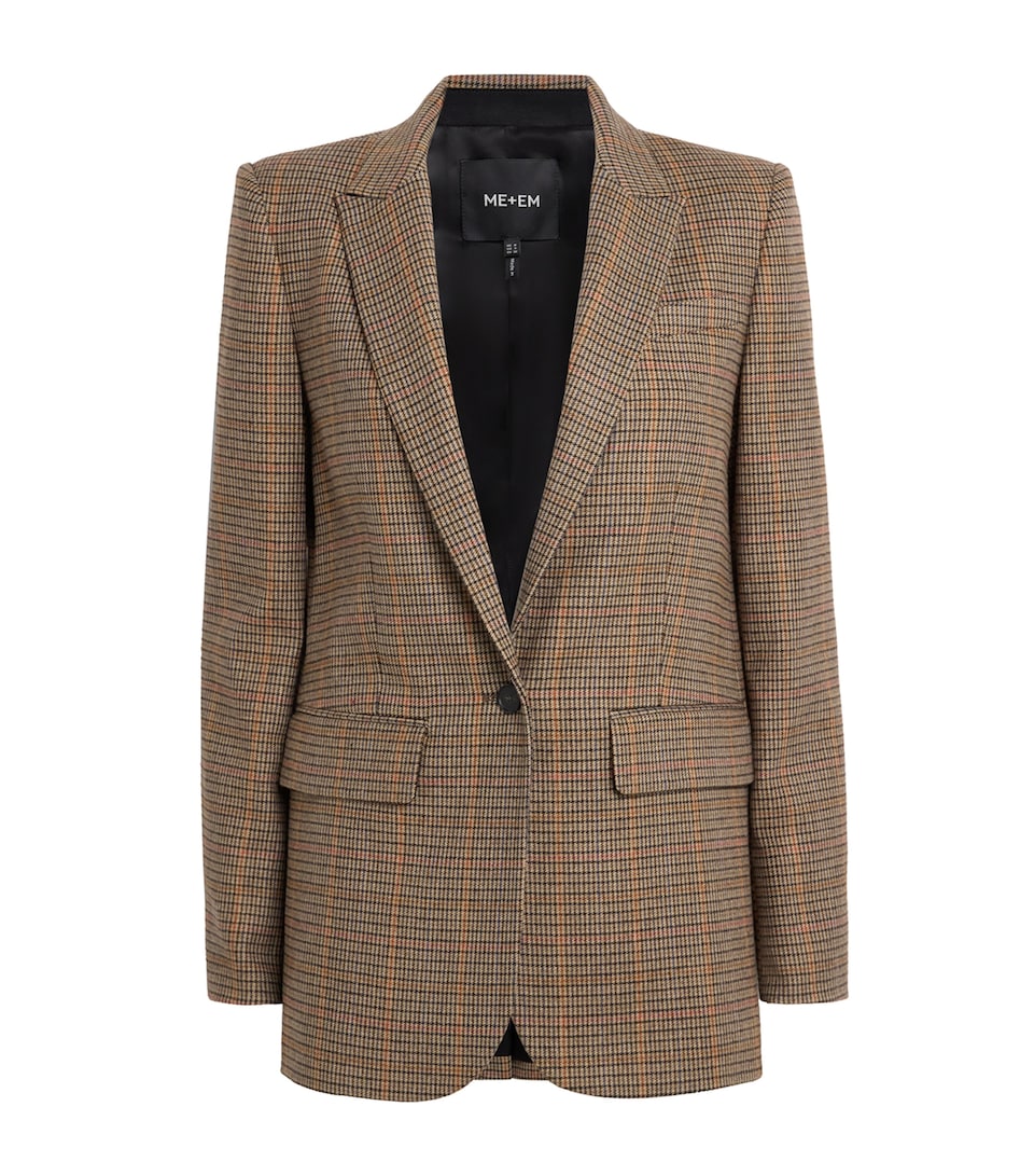 Check Sharp Shoulder Blazer