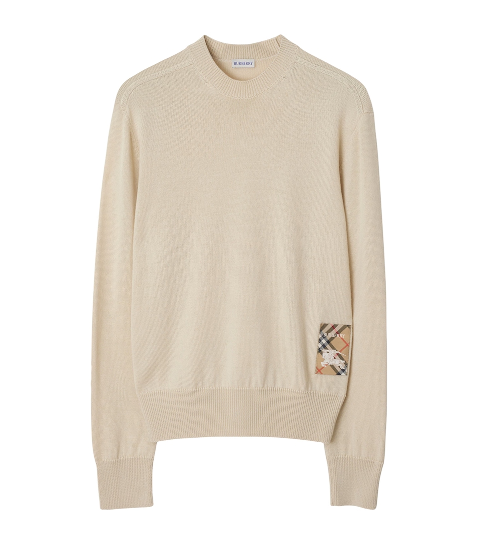 Wool Check Label Sweater
