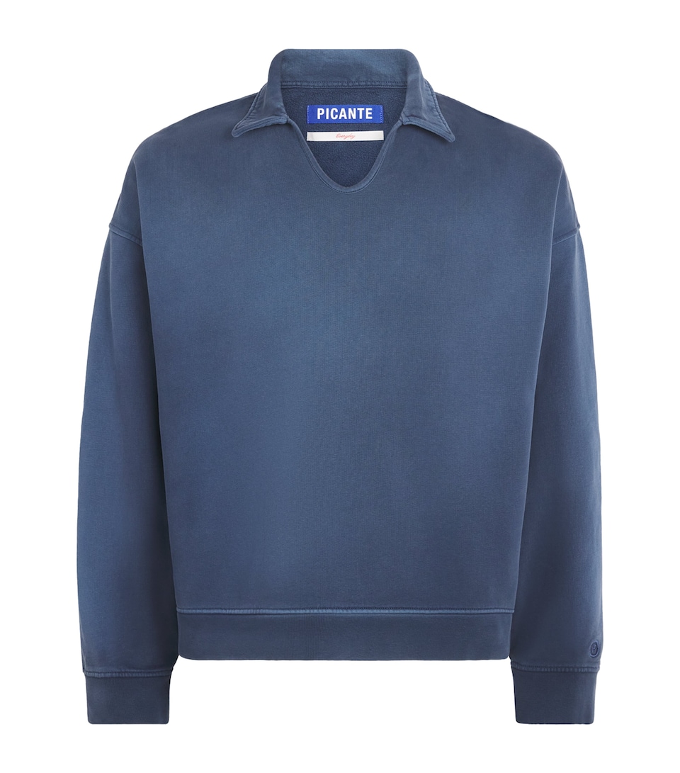 Picante Mens Organic Cotton Everyday Polo Sweatshirt Navy