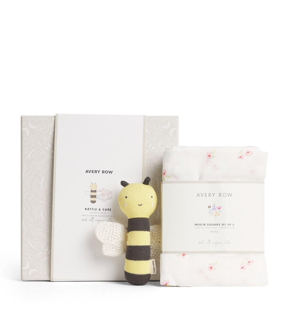 Avery Row Wildflower Garden Rattle and Care New Baby Gift Set Wildflower Garden