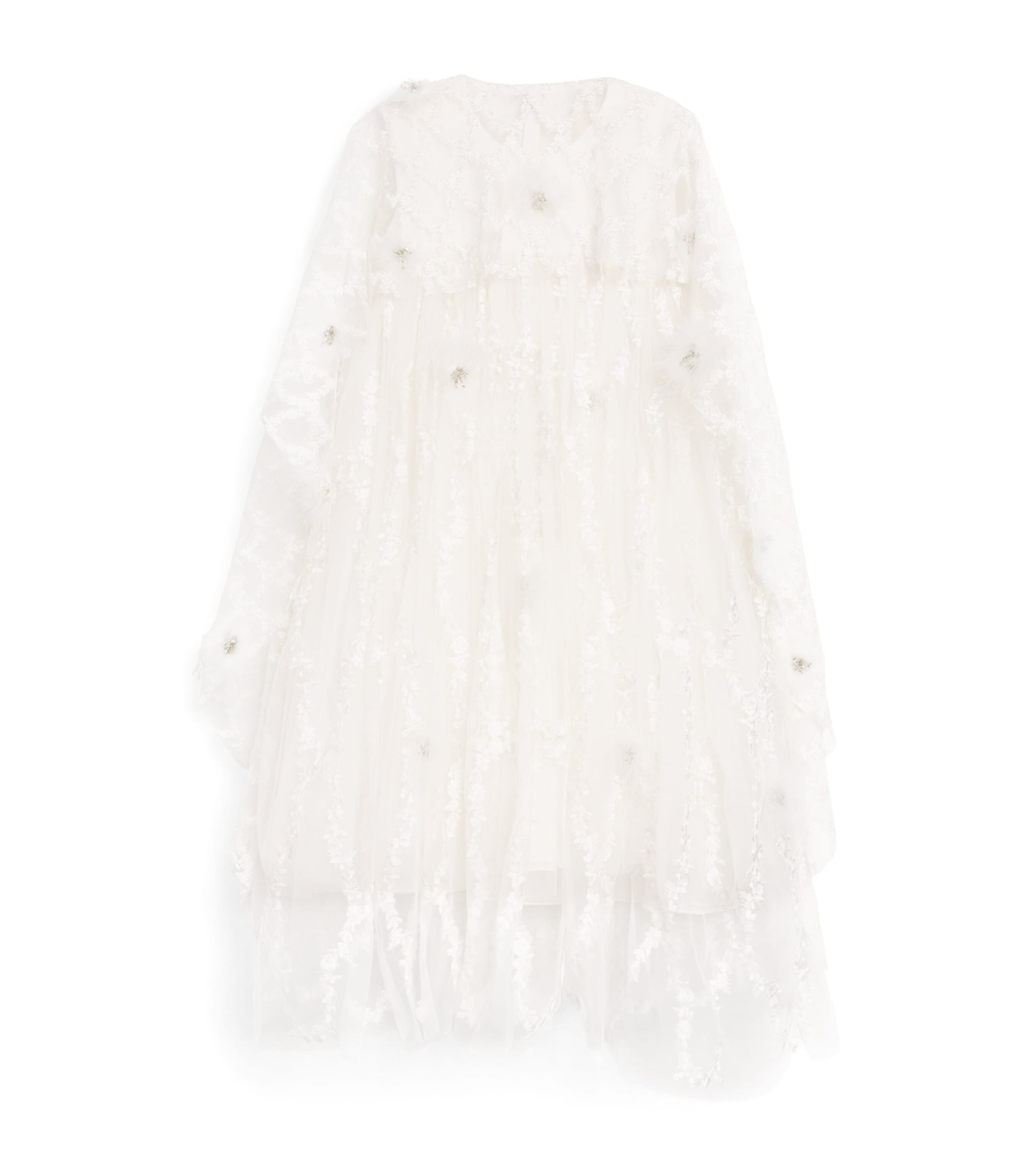 MAISON AVA Embellished Dress with Cape (2-14 Years) White