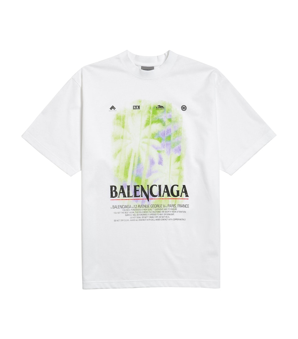 Balenciaga Womens Cotton Graphic Print T-Shirt