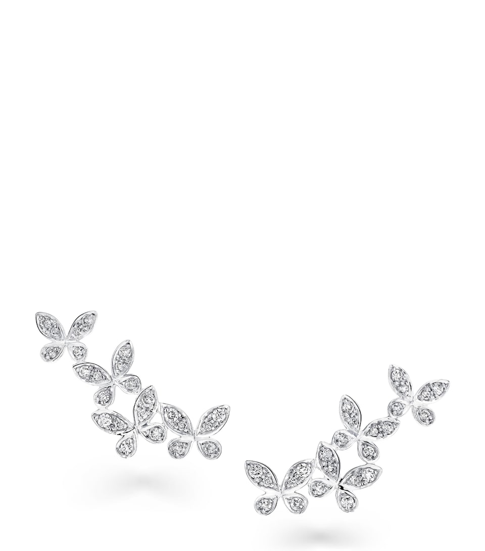 Small White Gold and Diamond Butterfly Earrings