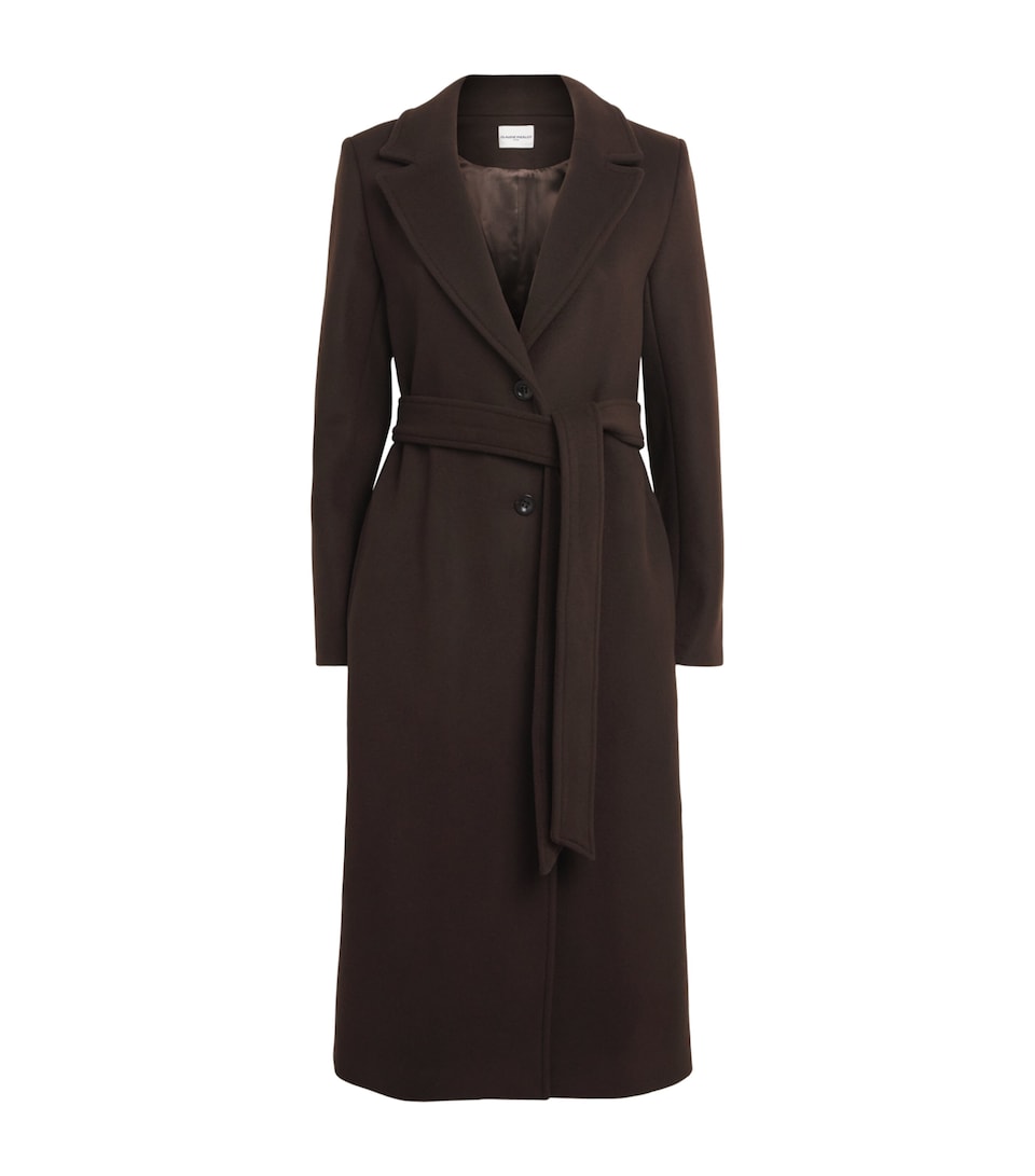 Claudie Pierlot Womens Wool-Blend Belted Coat Brown