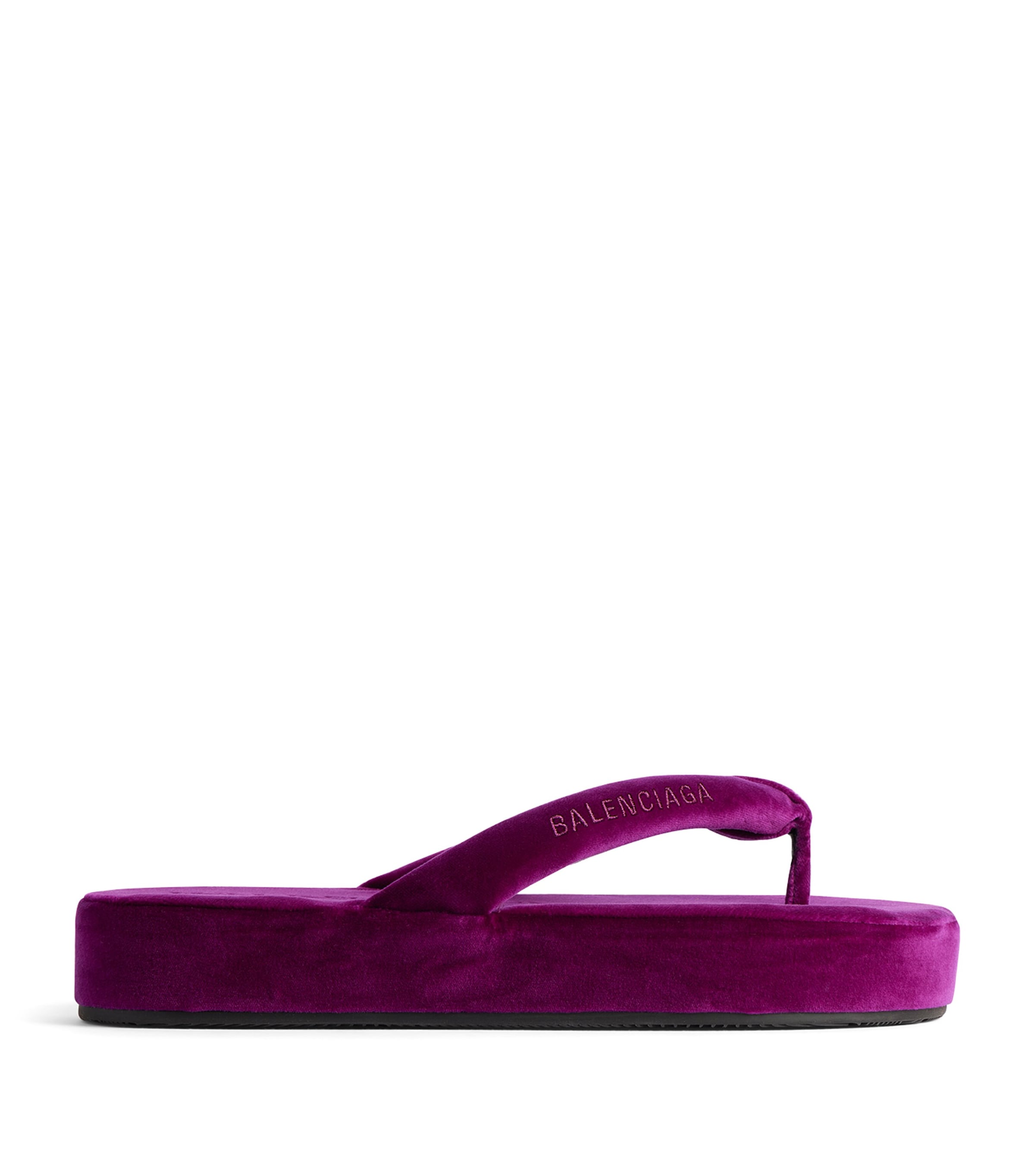 Balenciaga Velvet Jet Lag Flatform Flip Flops