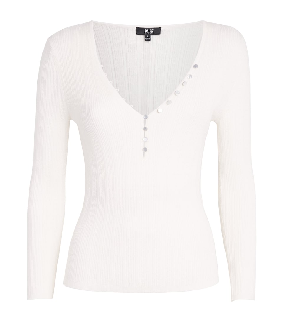 PAIGE Womens Pointelle Ginnette Top Ivory