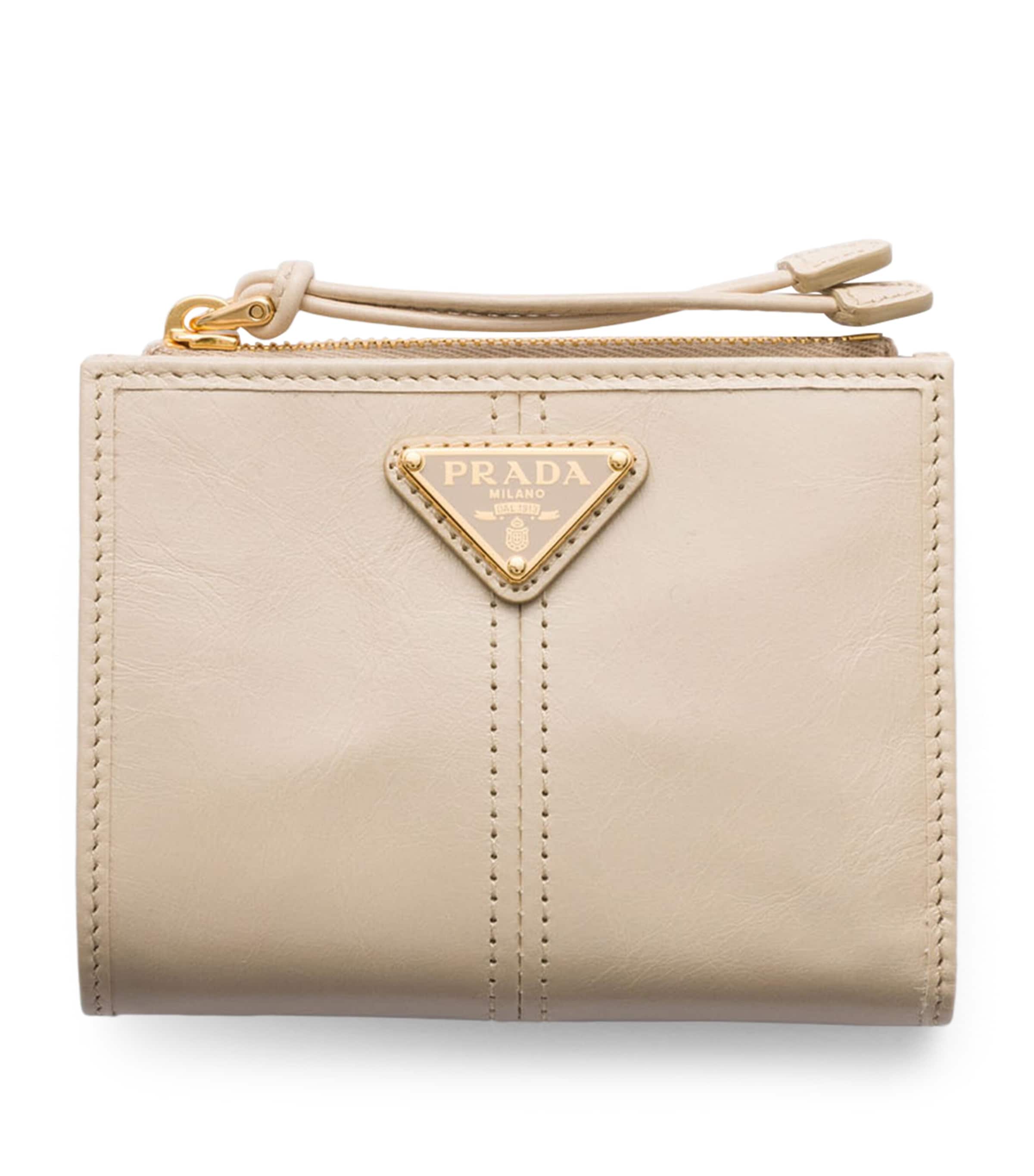 Prada Small Leather Wallet Neutral