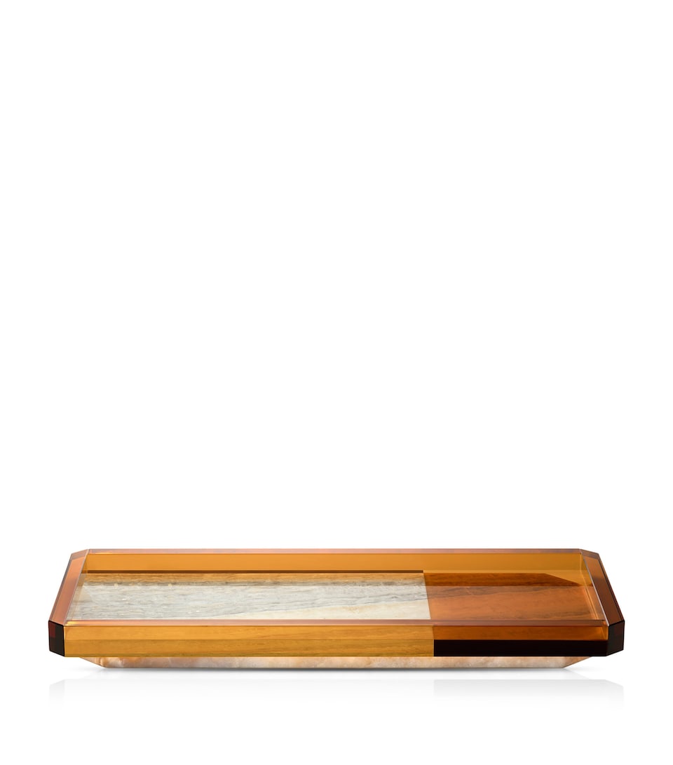 Reflections Copenhagen Crystal Shadow Tray (45cm) Amber/clear