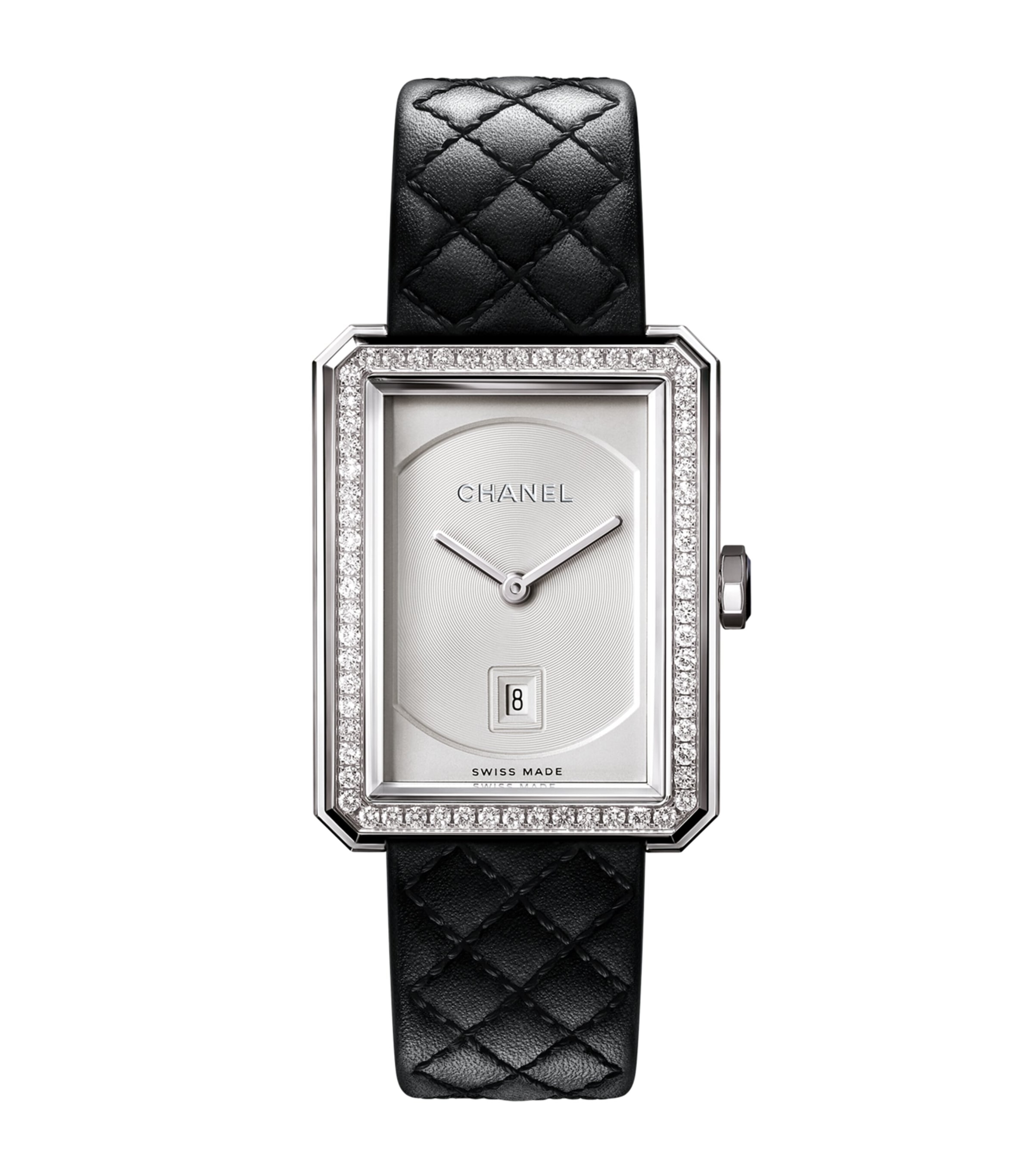 CHANEL Medium Steel and Diamond BOY·FRIEND Watch 26.7mm Black