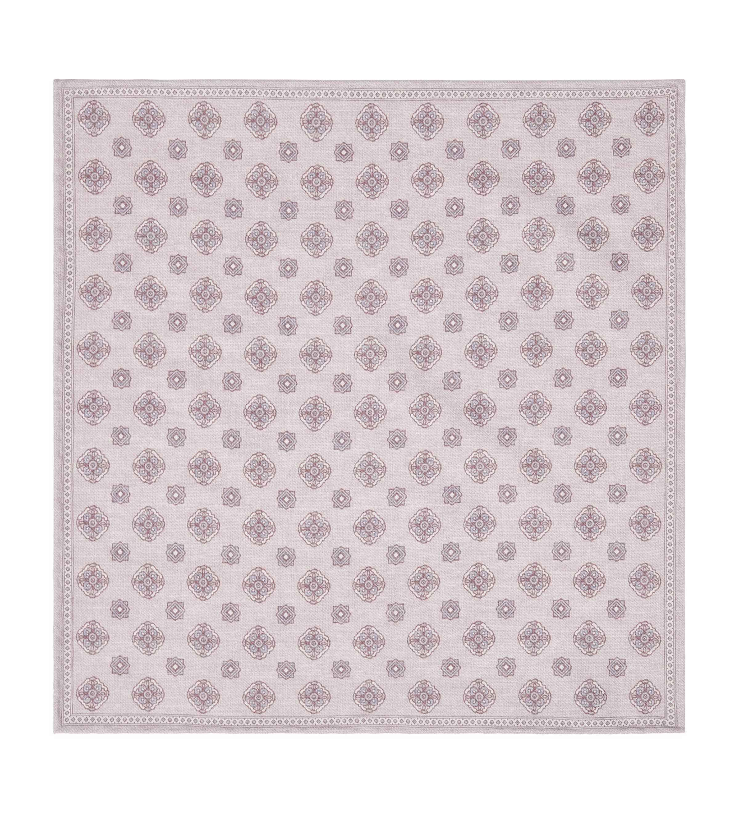 Eleventy Cotton-Wool Floral Pocket Square Rosa Cipria E Grigio