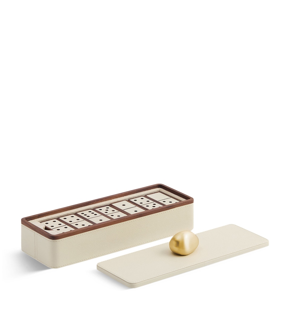 Assouline Leather Pebble Dominoes Set Stone