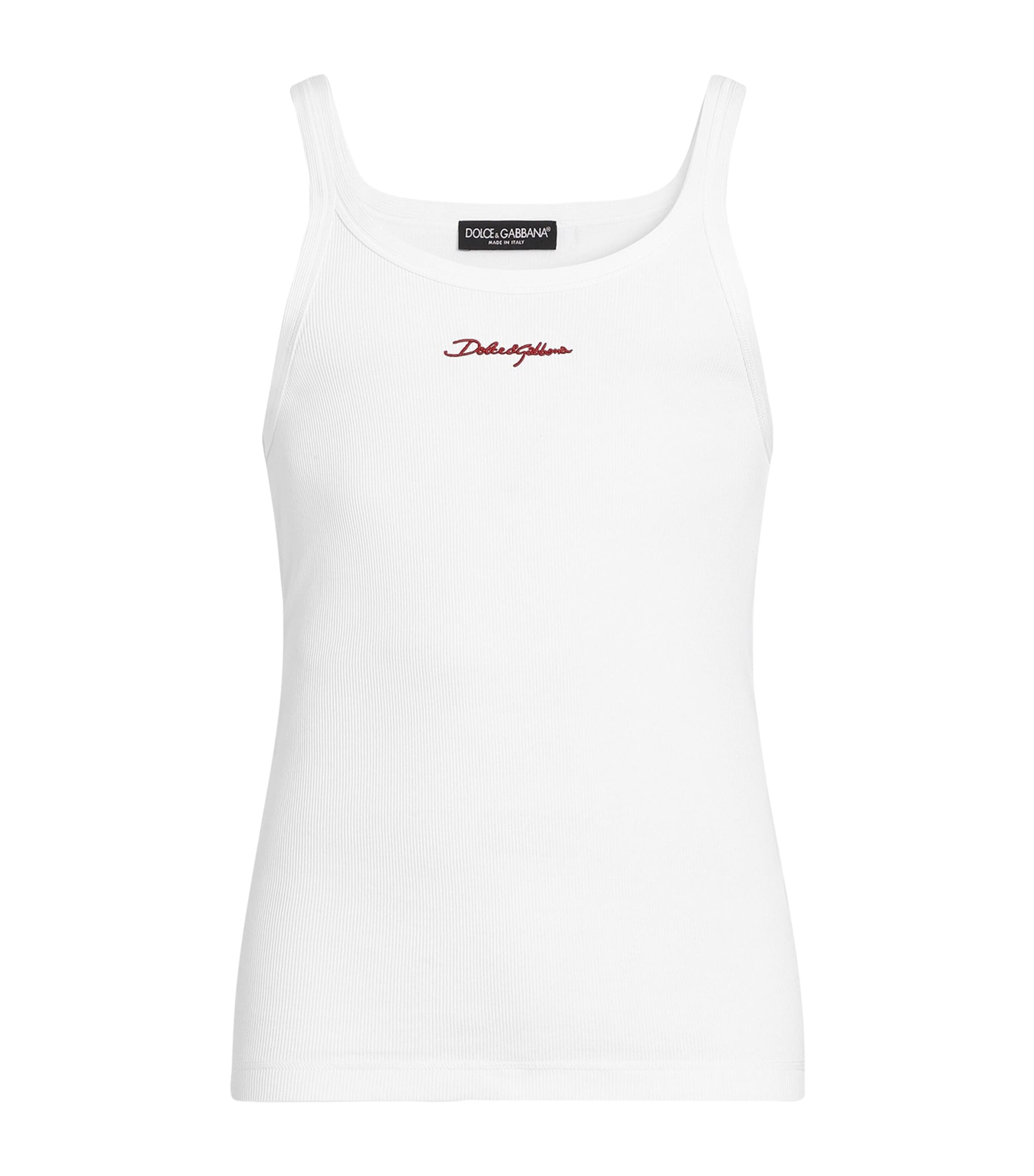 Dolce&Gabbana Mens Cotton Logo Tank Top Optical White