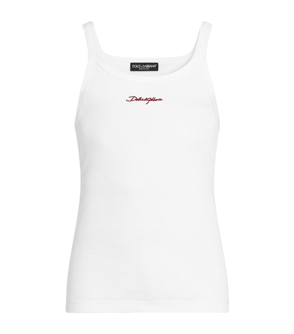 Dolce&Gabbana Mens Cotton Logo Tank Top Optical White